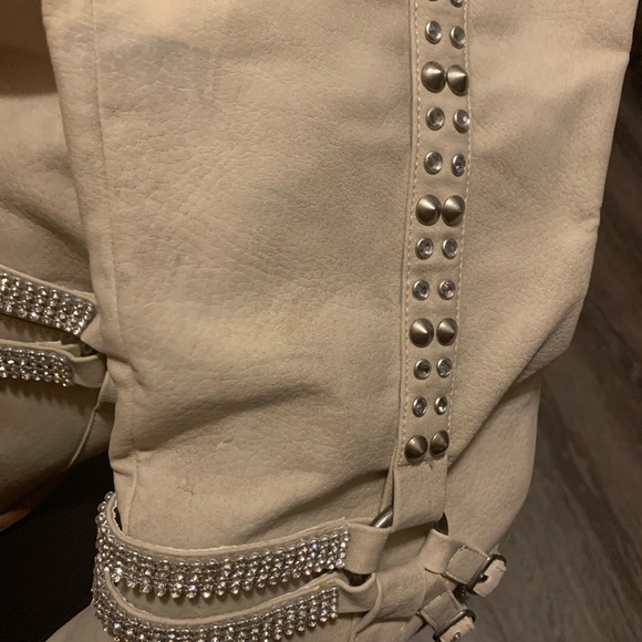 Tan leather rhinestone boots!! - Picture 4 of 7